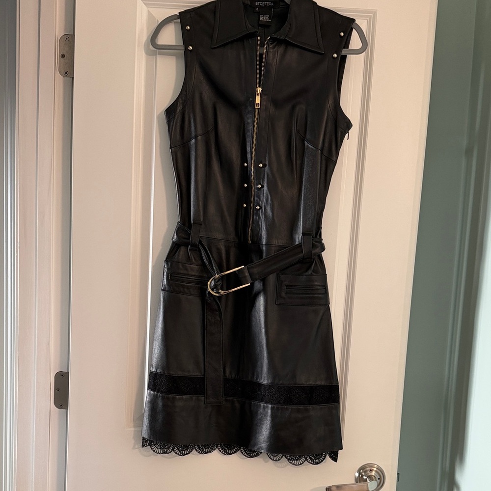 Etcetera Black Leather Dress with Belt